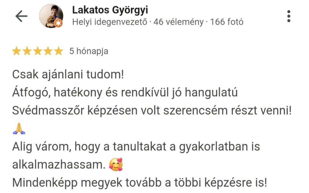 masszőr tanfolyam vélemény