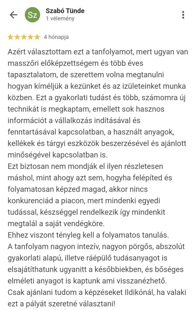 masszőr tanfolyam vélemény